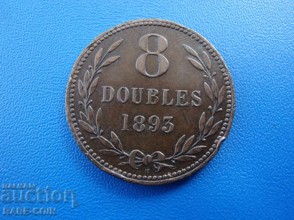 XII (163) Guernsey 8 Doubles 1893 Rare