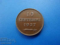 XII (167) San Marino 10 Centennial 1937 Rare
