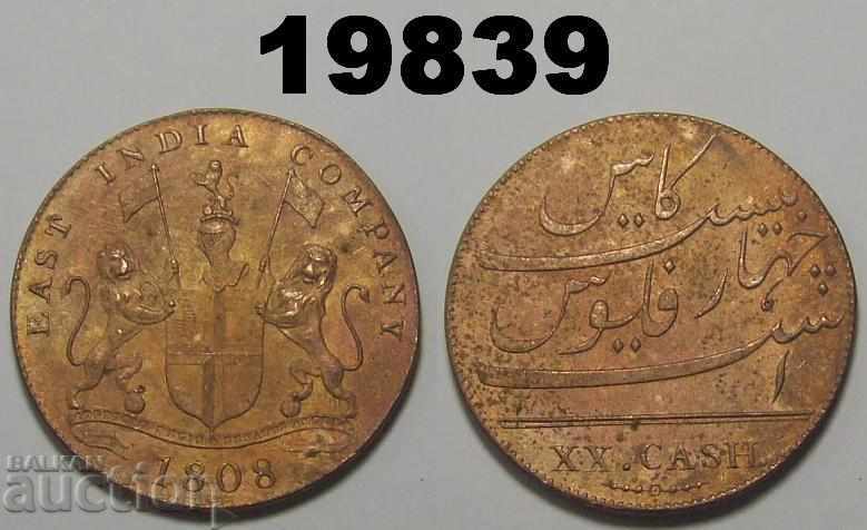 Madras 20 cash 1808 India coin