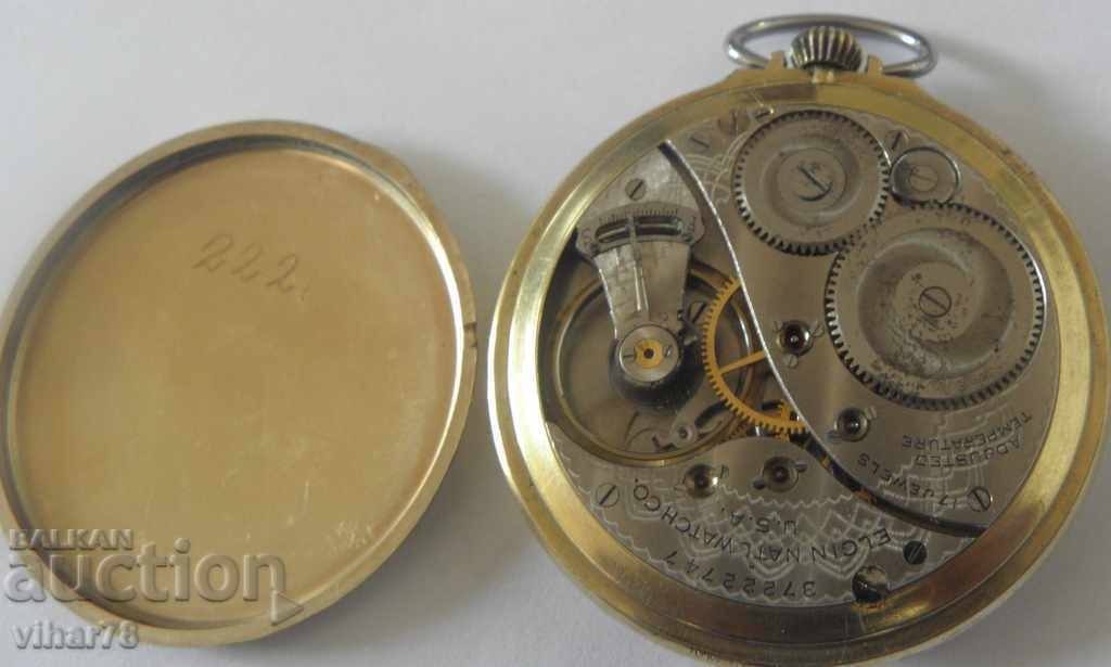 Позлатен джобен часовник-ELGIN - 6