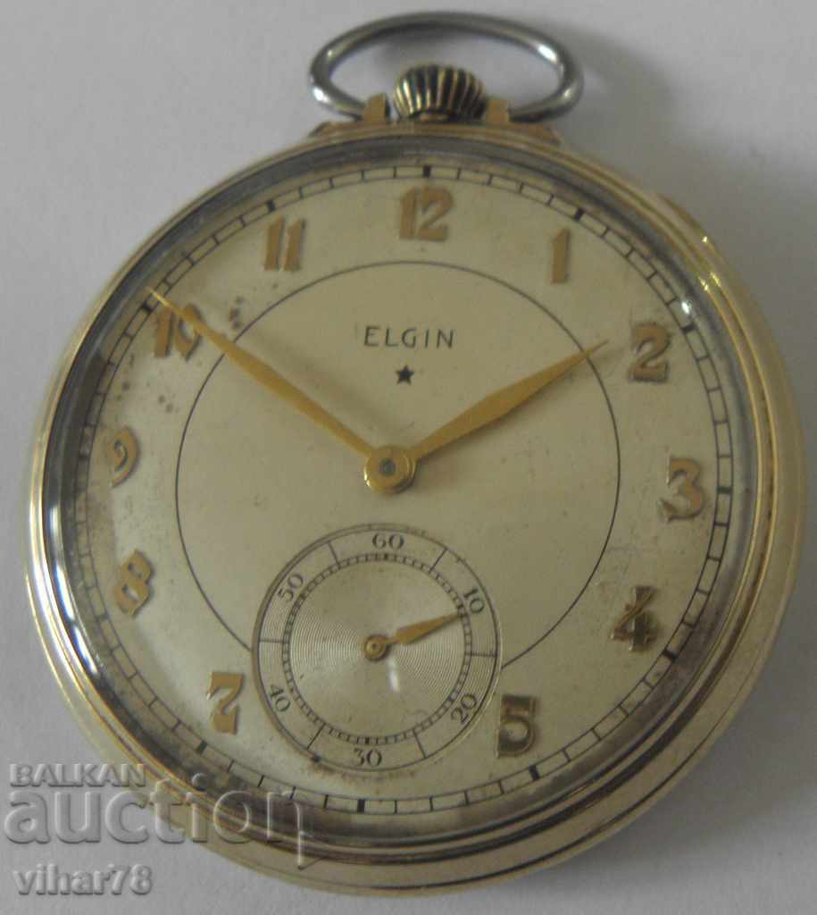 Ceas de buzunar placat cu aur-ELGIN
