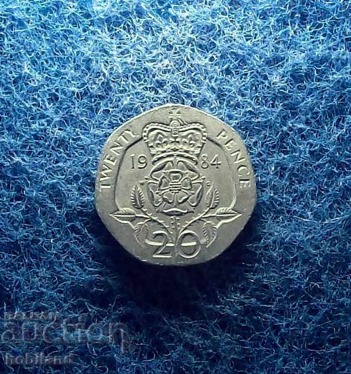 20 pence Marea Britanie 1984