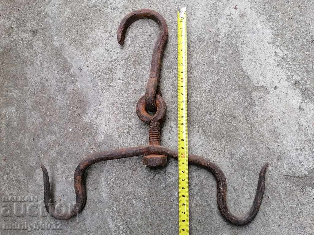 An old forged scraping hook, double twin with price 39.00 BGN | € 19.94 An old forged scraping hook, double twin with price 39.00 BGN | € 19.94
