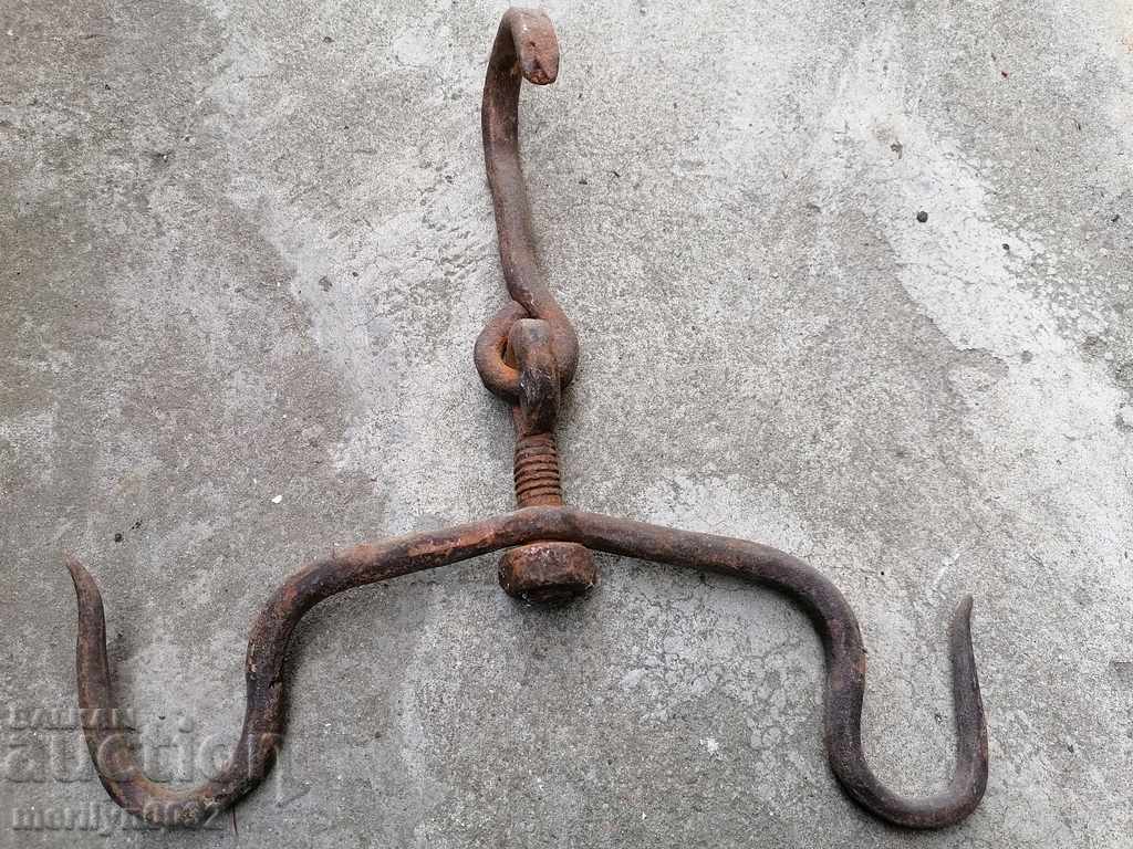 An old forged scraping hook, double twin - 6 An old forged scraping hook, double twin - 6