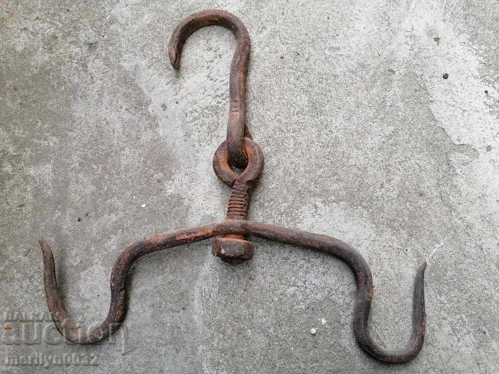 An old forged scraping hook, double twin - 7 An old forged scraping hook, double twin - 7