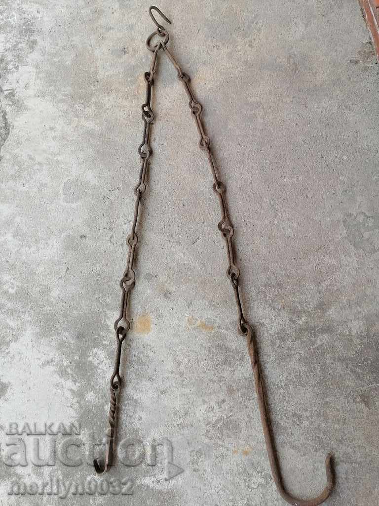 Vechiul cârlig lanț forjat, cârlige cuier lanț focar cu preț 40.00 BGN | € 20.45
