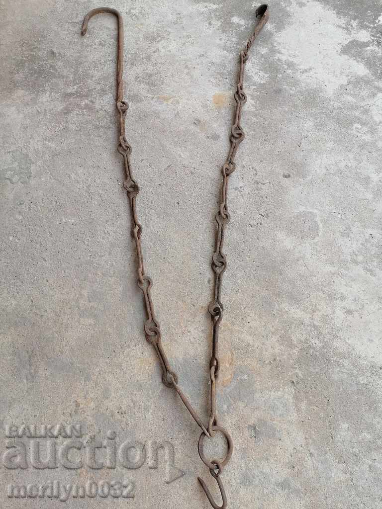 Vechiul cârlig lanț forjat, cârlige cuier lanț focar - 6