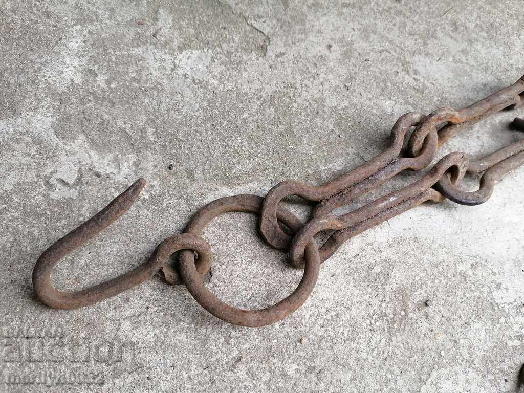 Vechiul cârlig lanț forjat, cârlige cuier lanț focar - 7