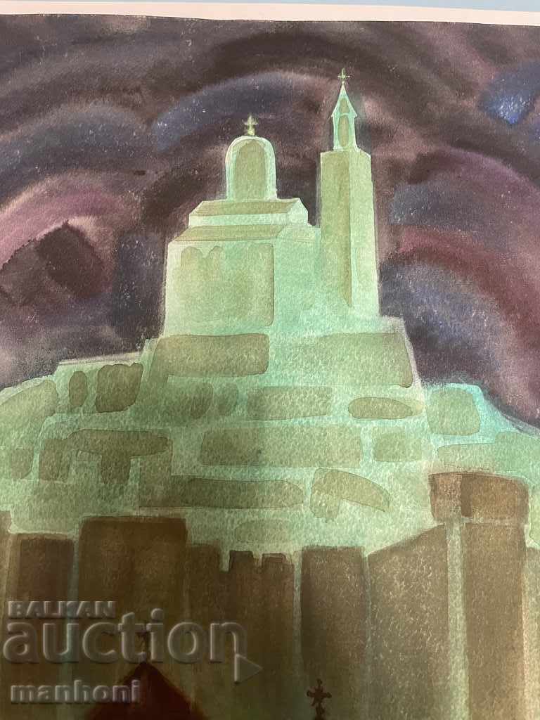 1555 Angel Botev Tarnovo Tsarevets watercolor signed Tsarevets with price 270.00 BGN | € 138.05 1555 Angel Botev Tarnovo Tsarevets watercolor signed Tsarevets with price 270.00 BGN | € 138.05
