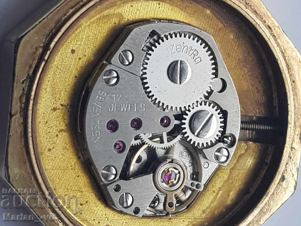 Ladies gold plated mechanical watch Zentra 17 jewels - 7