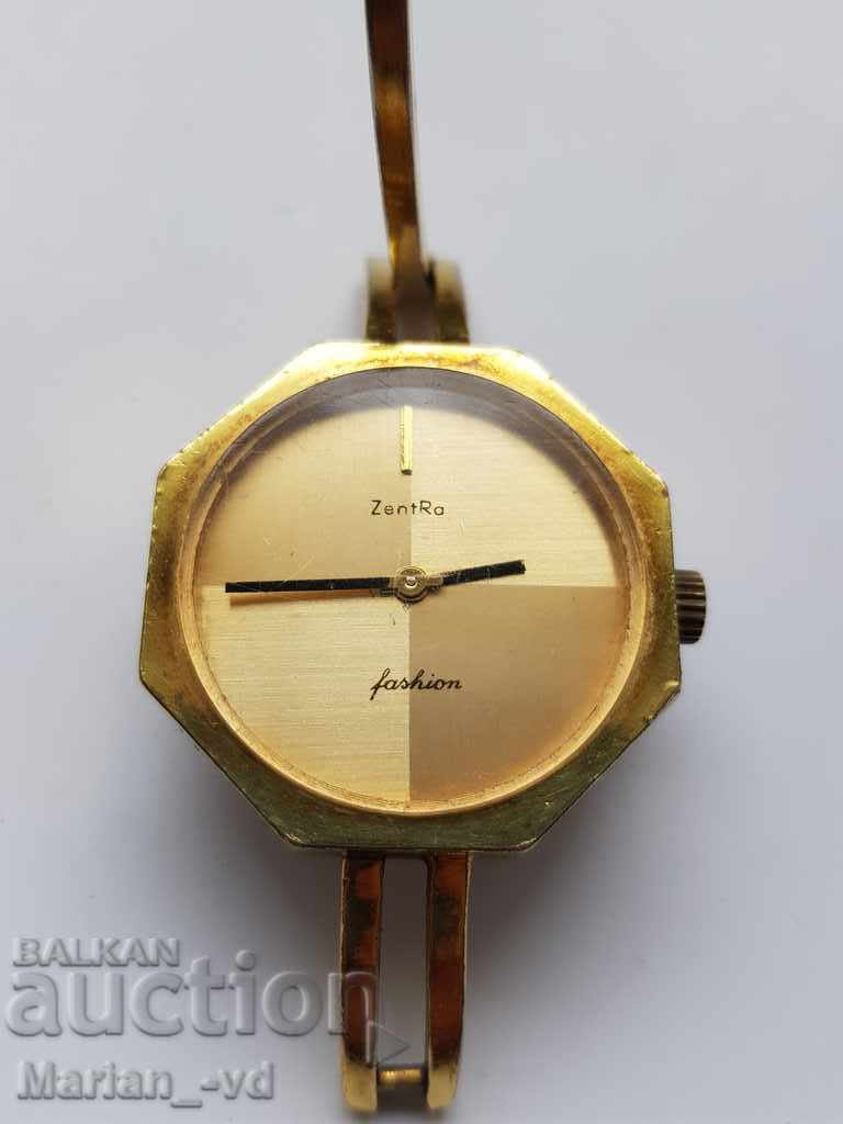 Ladies gold plated mechanical watch Zentra 17 jewels