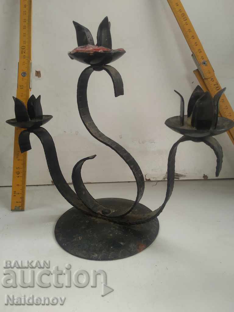 Auction Wrought iron candlestick Auction Wrought iron candlestick