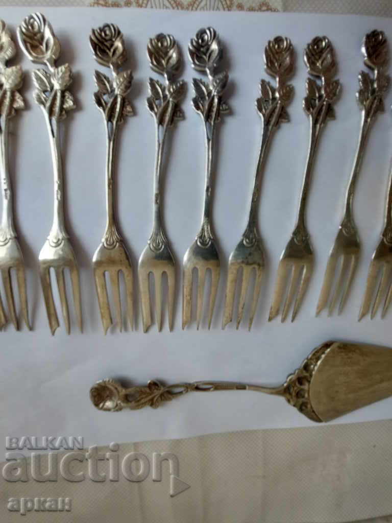 silver set 12 forks + 1 piece 0.835 SILVER - 5 silver set 12 forks + 1 piece 0.835 SILVER - 5