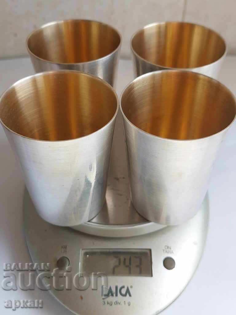 silver cups -set 4 pieces -243 grams -0.800