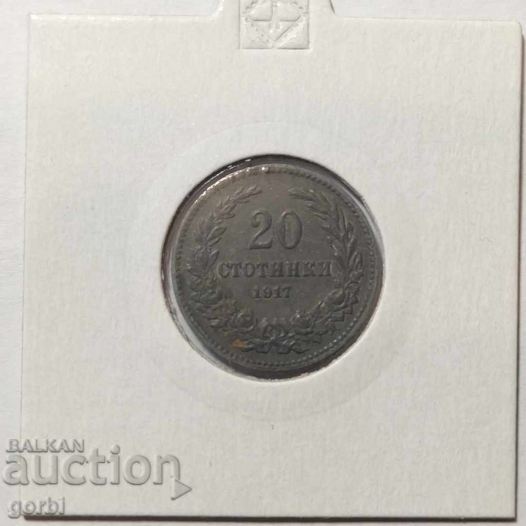 20 stotinki 1917. Bună monedă de colecție