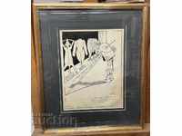 1561 Alexander Bozhinov ink drawing signed in 1934.