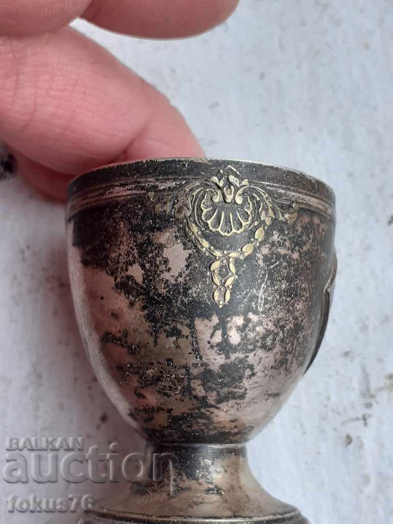 Зарф чашка за яйце посребрен с позлата - 6