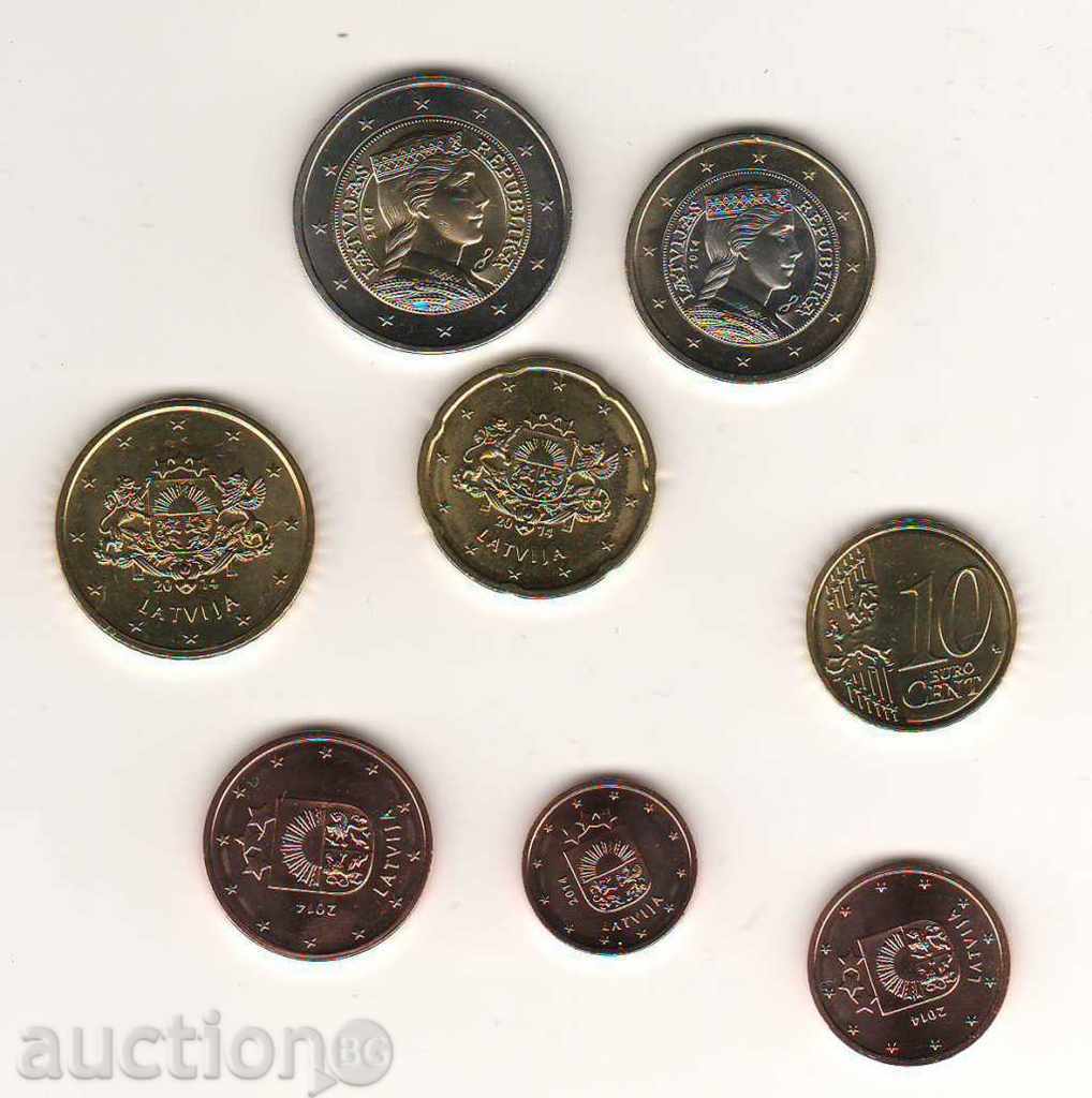 euro coins - set Latvia euro 2014