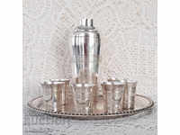 French Art Deco silver-plated cocktail set and tray