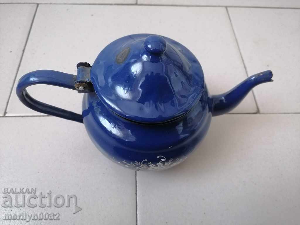 Enamelled teapot made of salt container with enamel - 5