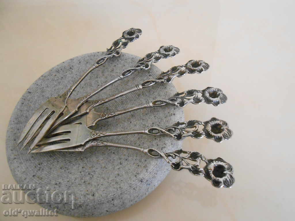 SET of 6 silver FORKS, Silver 835 - 7 SET of 6 silver FORKS, Silver 835 - 7