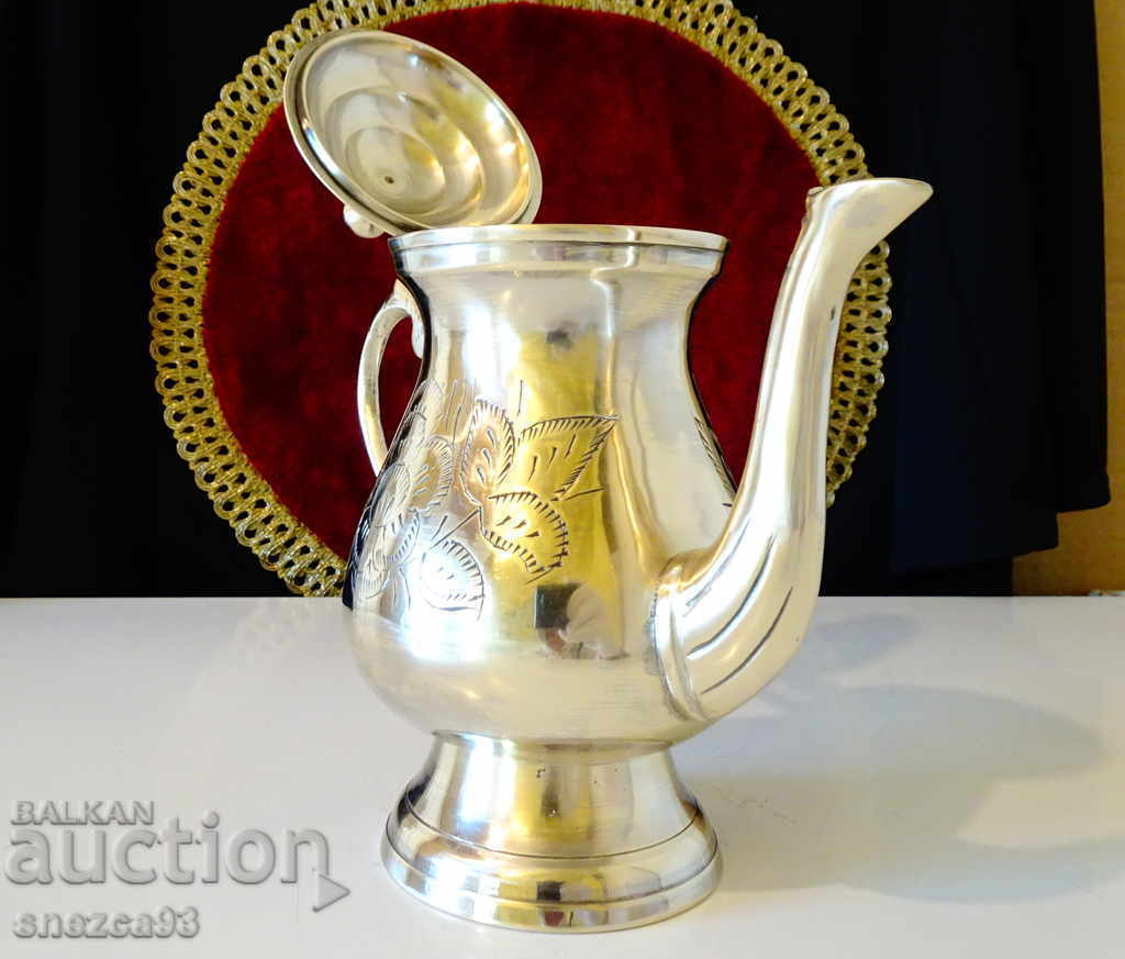 English bronze jug, teapot, baroque flowers - 5