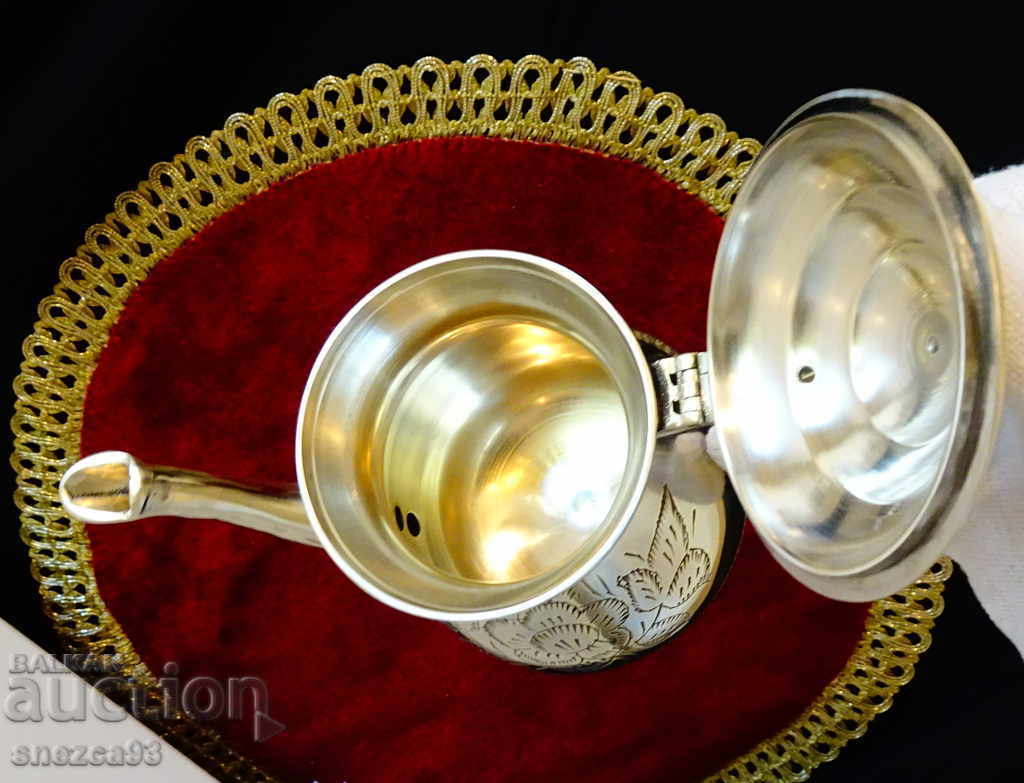 English bronze jug, teapot, baroque flowers - 6