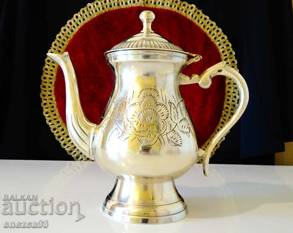 English bronze jug, teapot, baroque flowers