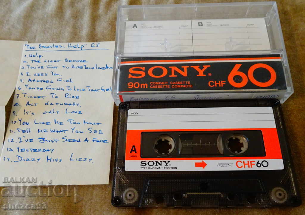 Sony audio cassette with the Beatles, Help album.