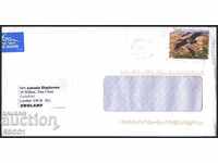 Traveled envelope with the brand Fauna Birds Black Stork 2002 from Israel