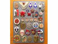 Lot collection of 35 pieces of old badges signs rhombus sign enamel