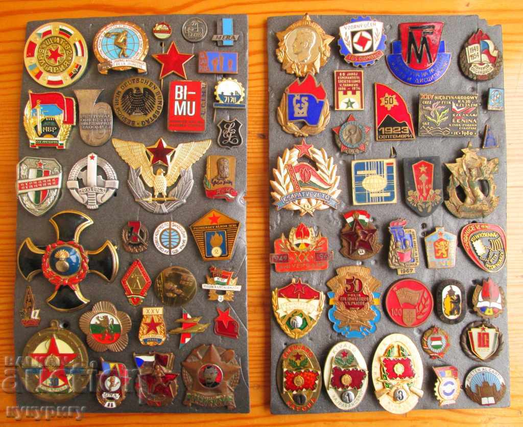 Lot collection of 65 pieces Soc old badges signs sign email
