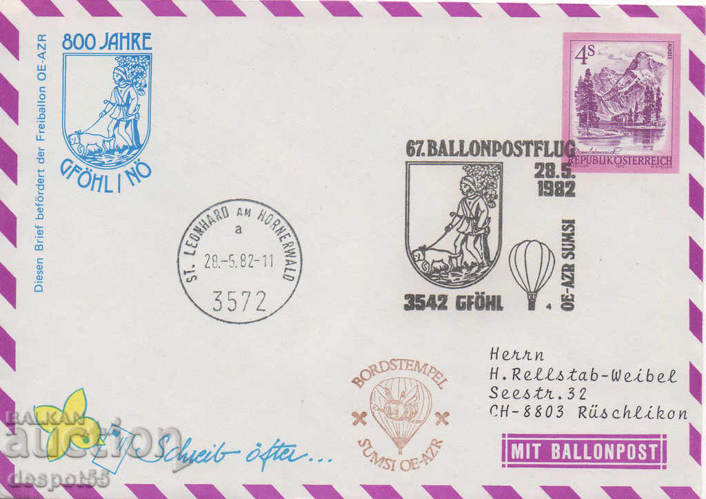 1982. Austria. Poștă cu balon.