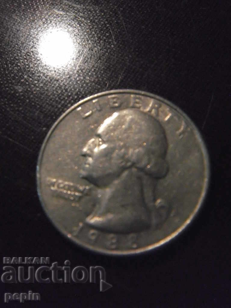 Coin - USA - 1/4 dollar 1988 - R