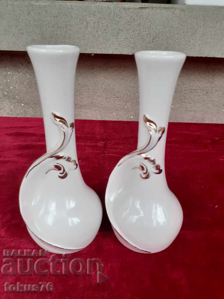 A pair of beautiful vases with gold edging Capodimonte porcelain with price 170.00 BGN | € 86.92 A pair of beautiful vases with gold edging Capodimonte porcelain with price 170.00 BGN | € 86.92