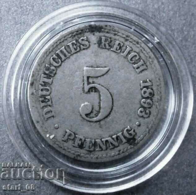 Germany 5 pfennig 1893