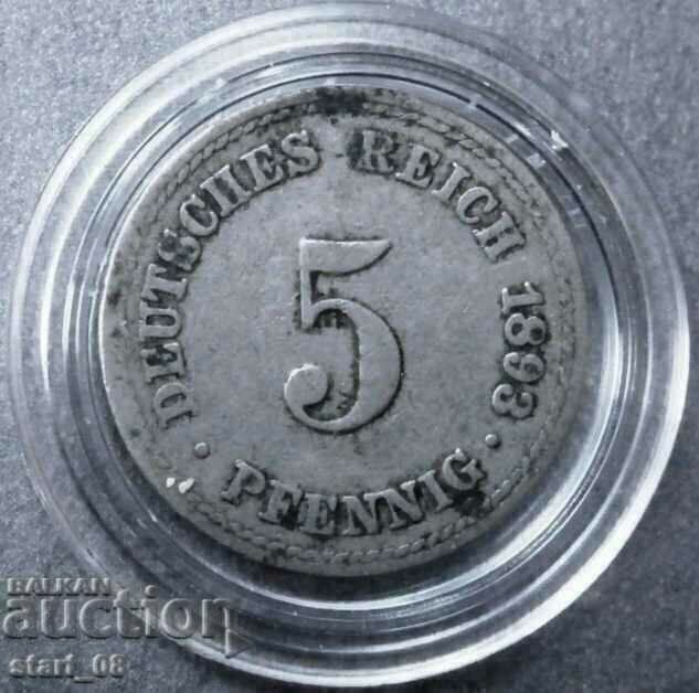 Γερμανία 5 pfennig 1893