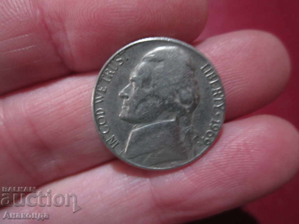 1969 год 5 цента САЩ буква D