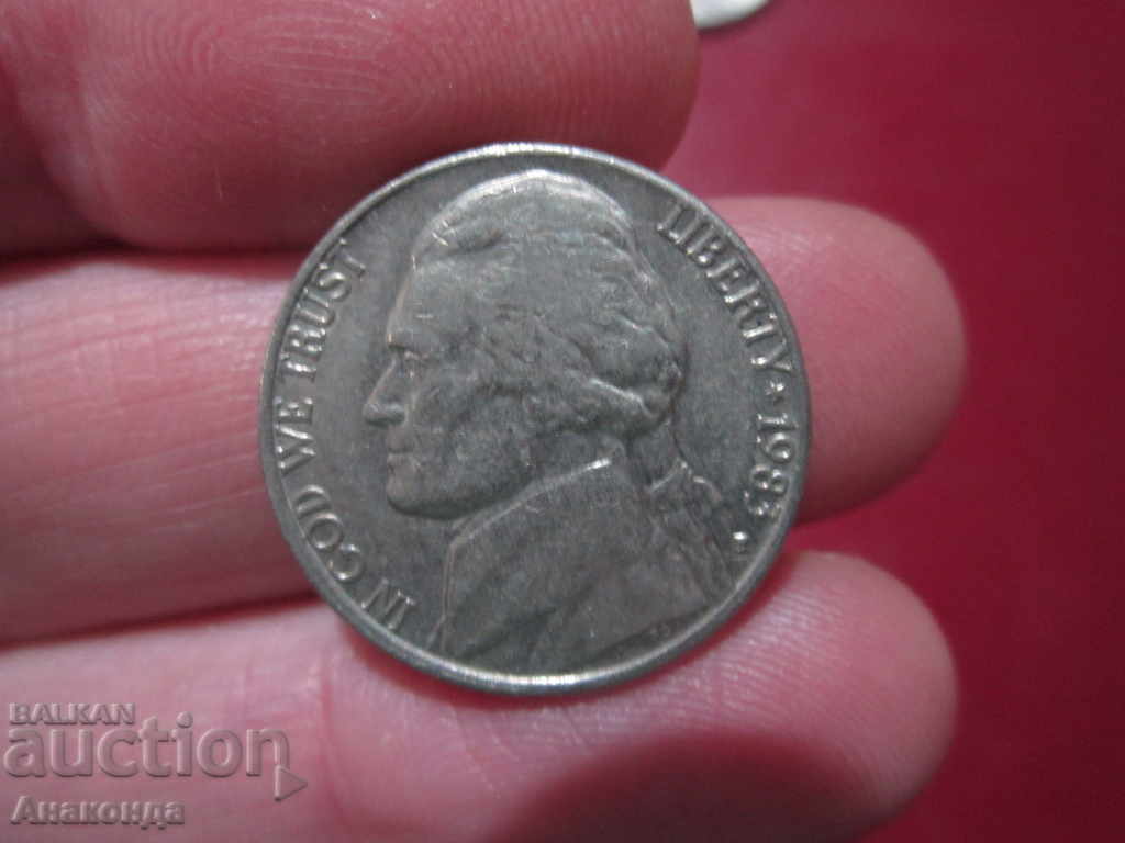 1983 год САЩ - 5 цента буква - P