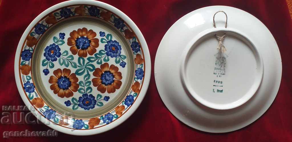 TWO painted wall plates 25 cm. POLAND
