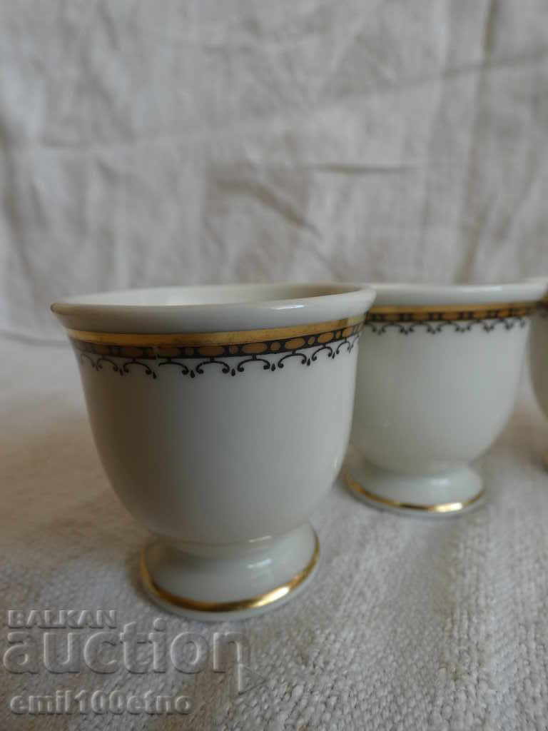 Auction Set of 5 cups for eggs porcelain Johann Haviland Bavaria Auction Set of 5 cups for eggs porcelain Johann Haviland Bavaria