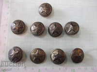 Lot of 9 pcs. buttons with metal pentacles from the juice