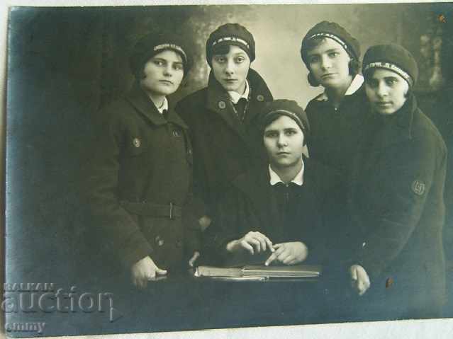 Old photo of schoolgirls in uniform, Sliven 1930, Kazanlak with price 4.00 BGN | € 2.05