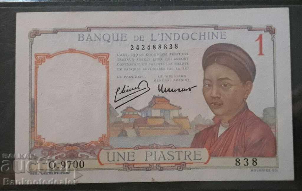 Indochina Franceză 1 Piastre 1949 Unc Pick 54d Ref 8838