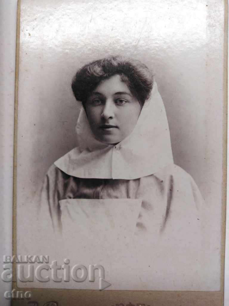 Auction  1905 PHOTO CARDBOARD, Tsarist RUSSIA, Merciful Sister ODESSA