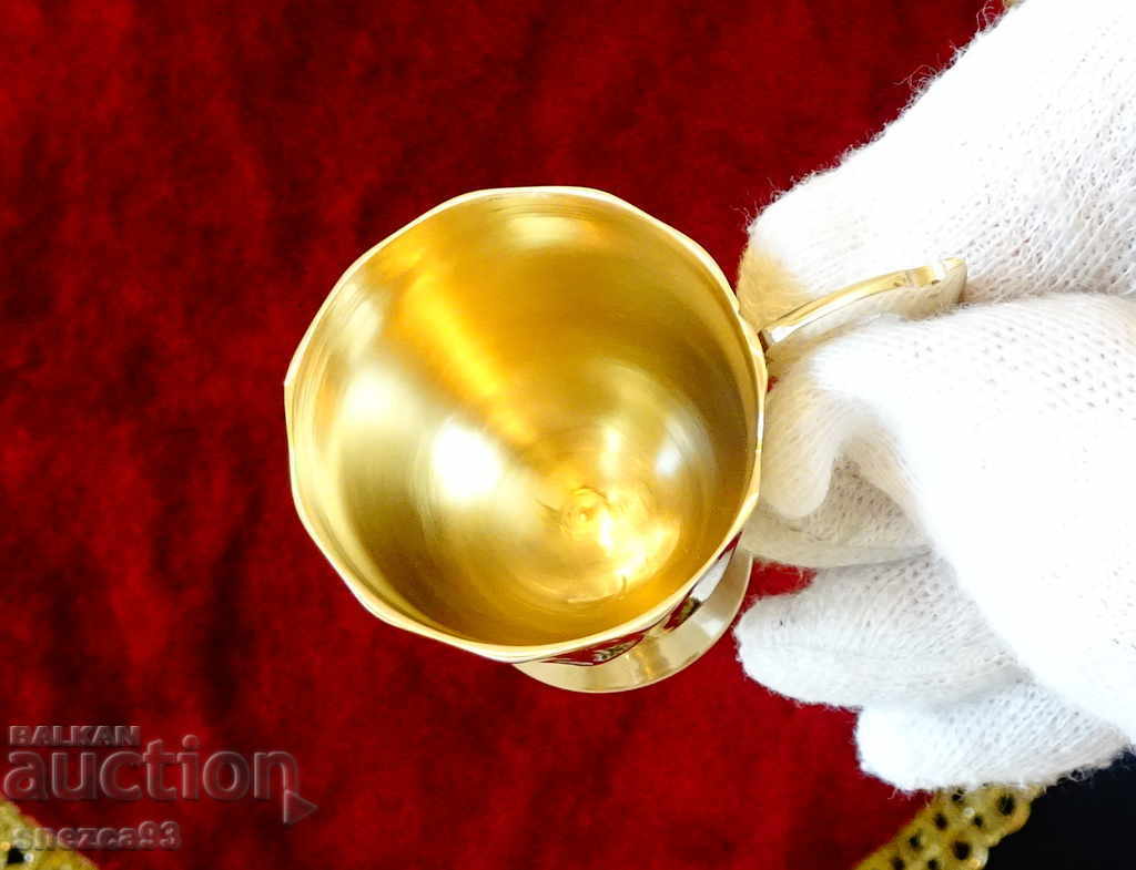 Παράδοση Ποτήρια μπράντυ, σφηνάκι, μπρούτζο, ανάγλυφο.