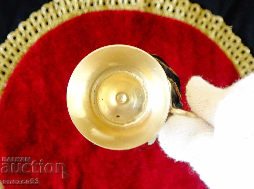 Ποτήρια μπράντυ, σφηνάκι, μπρούτζο, ανάγλυφο. - 5