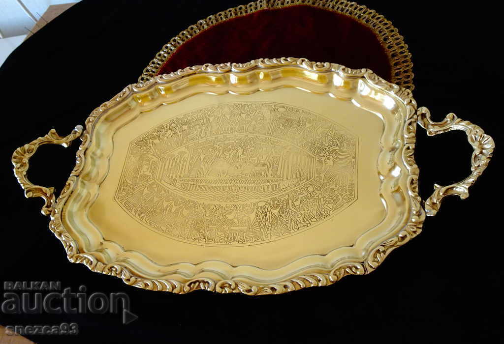 Bronze tray baroque, painting Egypt. with price 99.00 BGN | € 50.62