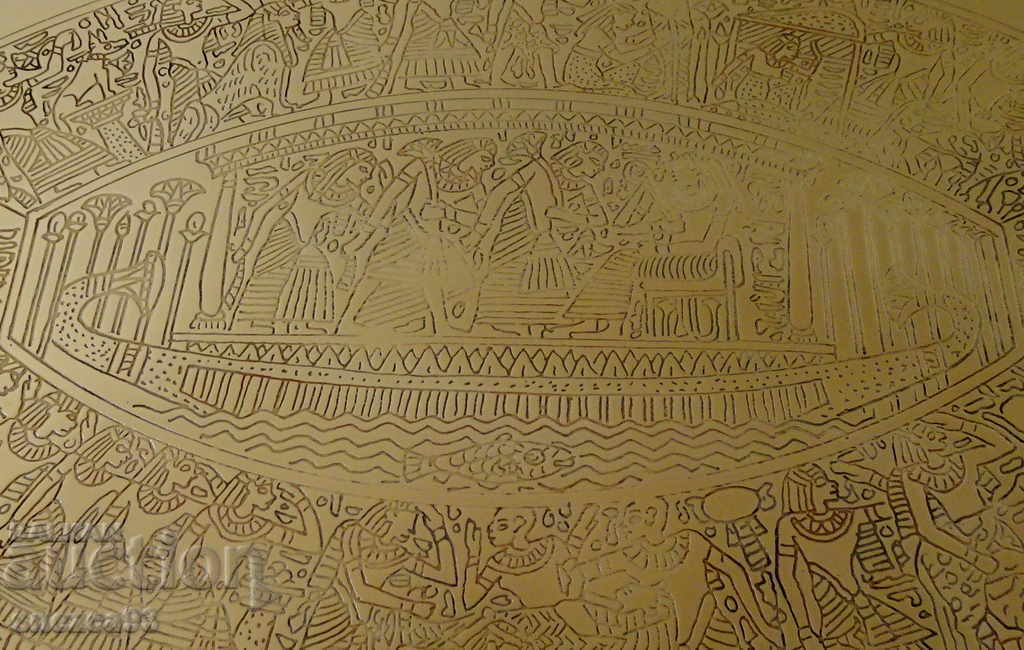 Bronze tray baroque, painting Egypt. - 5