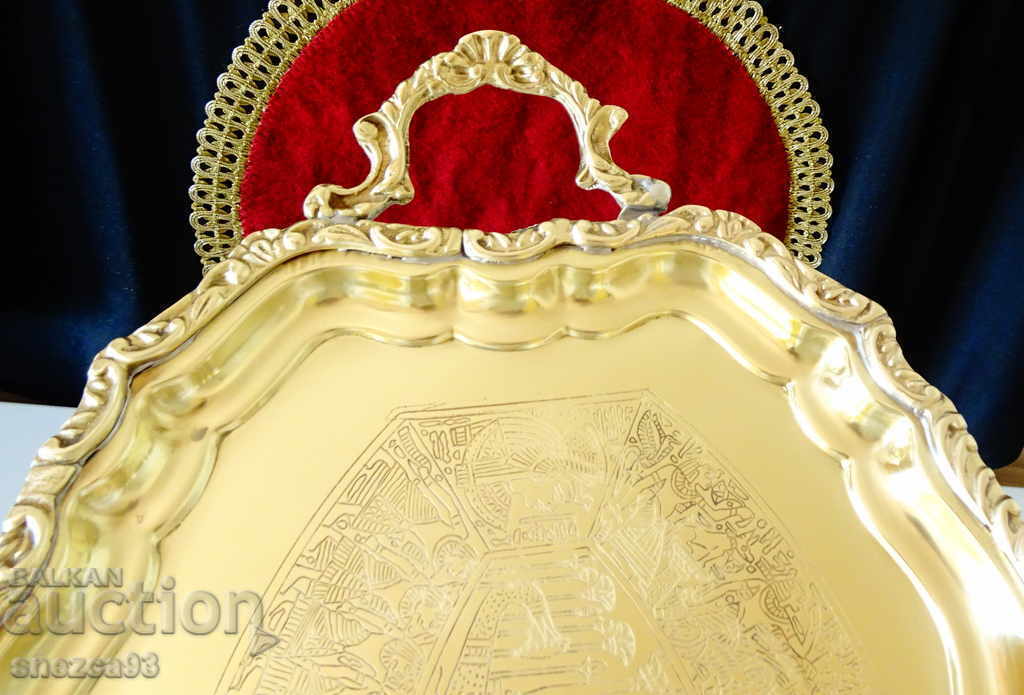 Bronze tray baroque, painting Egypt. - 6